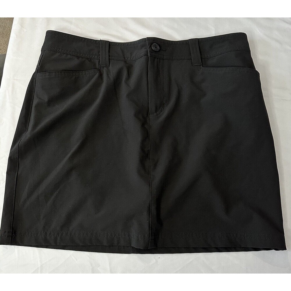 Eddie Bauer Women’s Black Active Wear Golf Skirt/Skort Size 8 Zip Front EUC